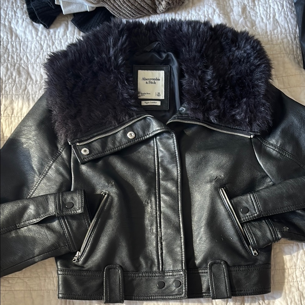 Abercrombie & Fitch Black Faux Leather Jacket